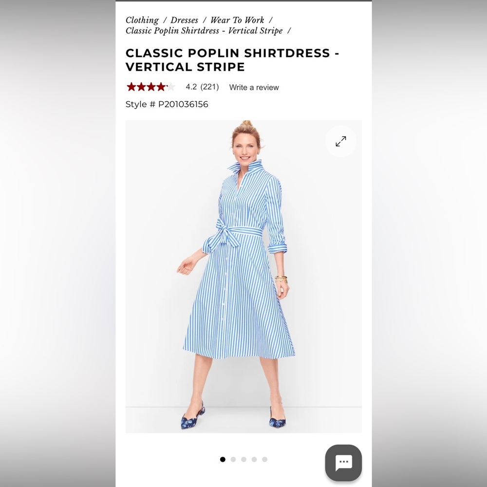 Talbots Classic Poplin Shirt Dress - Picture 3 of 6